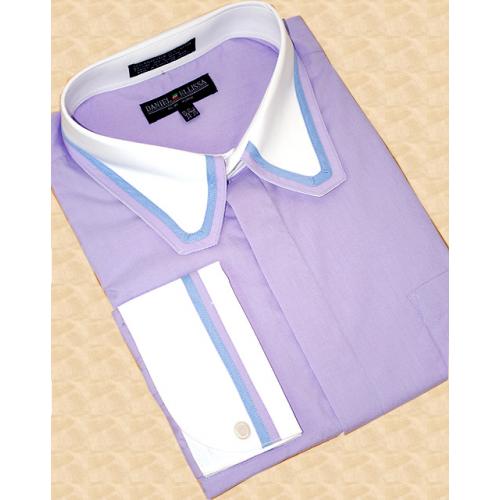 Daniel Ellissa Lavender/White Cotton Blend Dress Shirt
